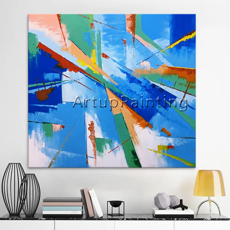 Hand painted canvas oil paintings Cheap large modern abstract painting wall decor Art pictures for bedroom2 | Дом и сад