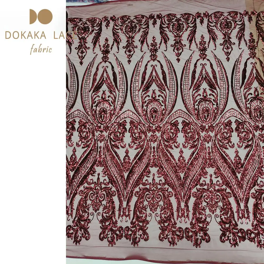 Зеленая кружевная ткань с пайетками в Африканском и французском стиле для