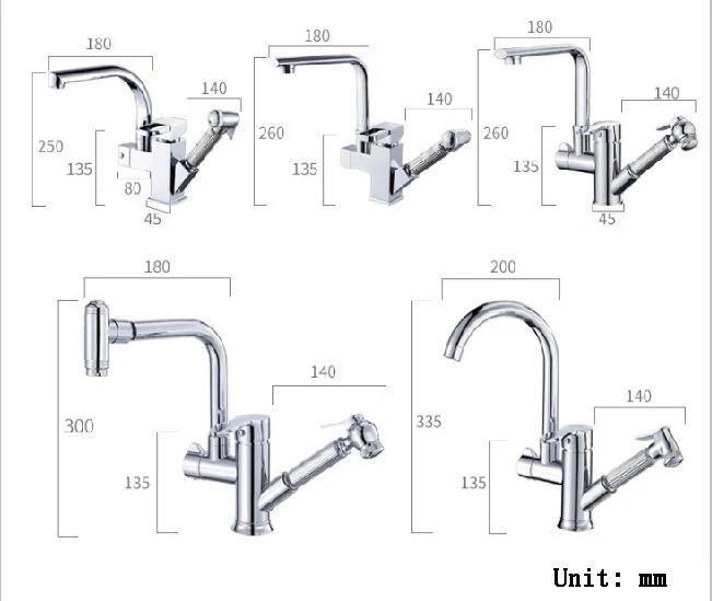 Uythner роскошный вытяжной хромированный кухонный смеситель с одним отверстием для