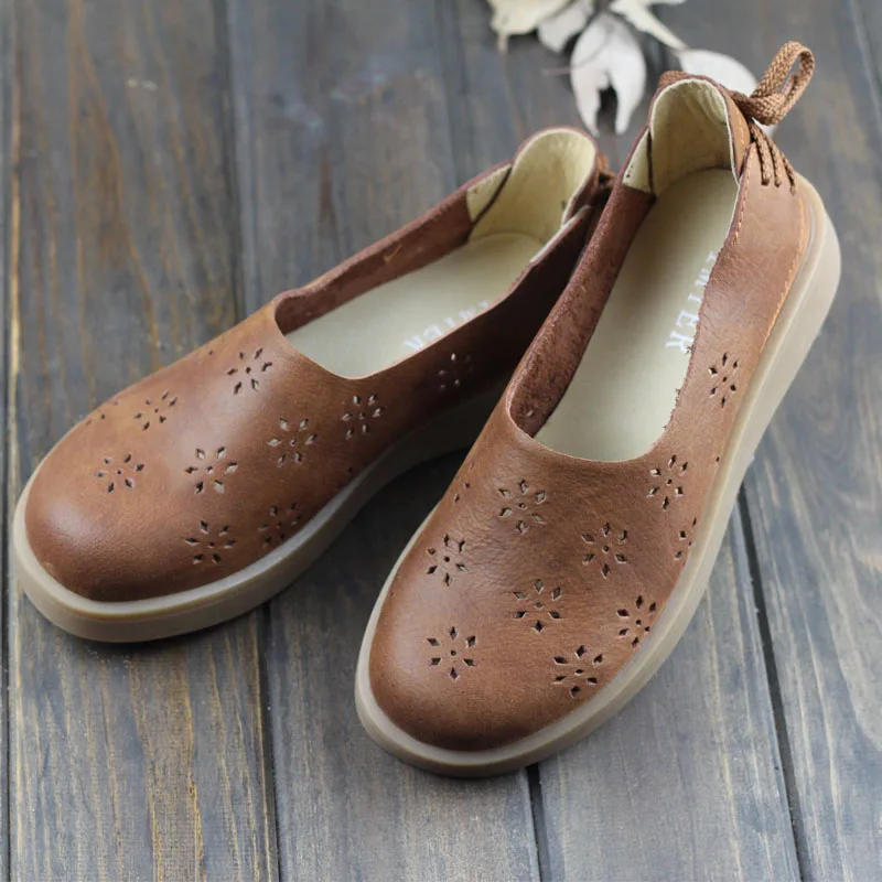 

Foreign trade handmade leather soft bottom soft face comfortable female female cool shoes inside and outside the whole skin fis