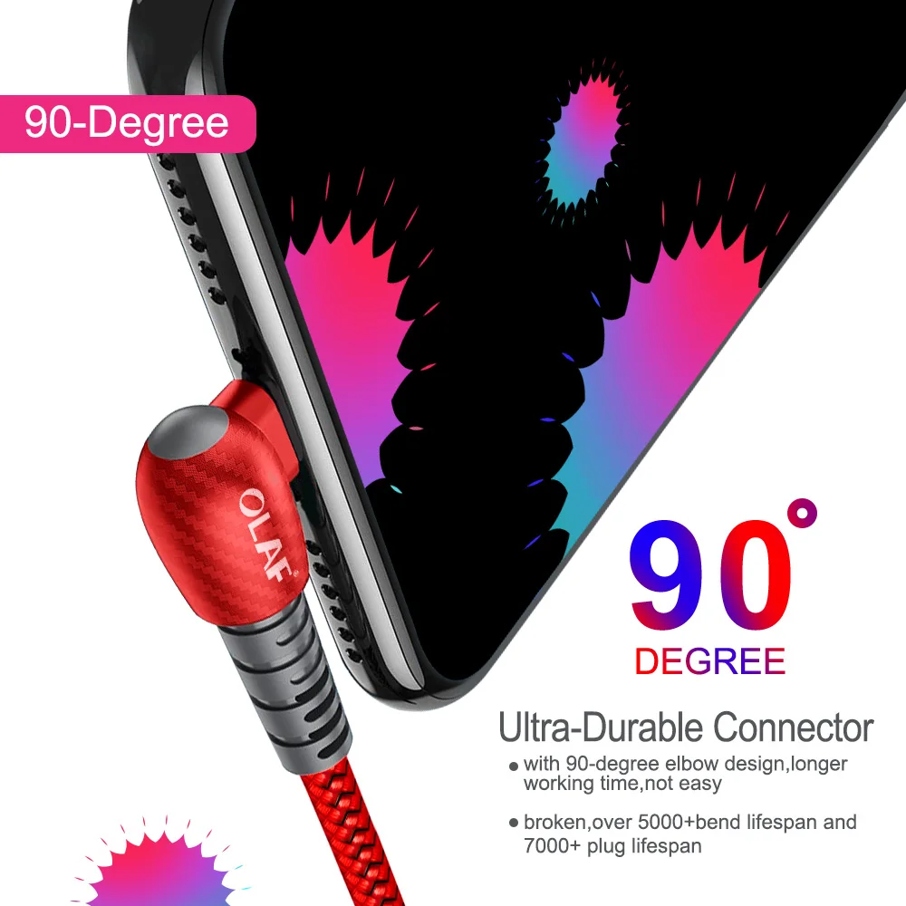 Олаф 90 градусов 2.4A usb type C кабель для samsung s9 huawei mate 20 Pro Xiaomi Быстрая зарядка USBC usb-c type-c кабель для передачи данных