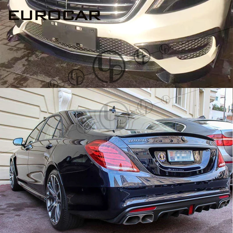 S Class W222 Передние Губы S63 диффузор S65 B стиль Углеродные Передние Губы, борода W222 углеродный диффузор 14-16y
