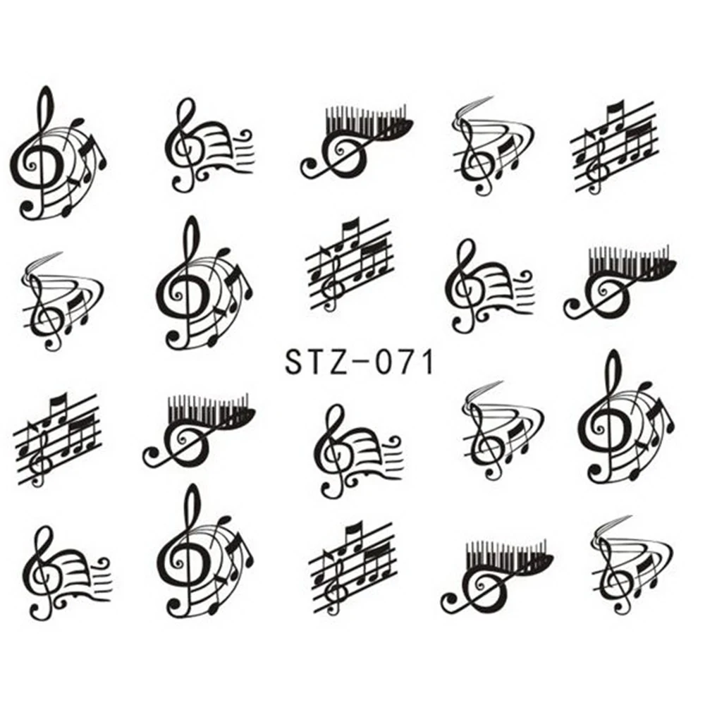 1 Sheet Nail Art Decorations Nail Sticker DIY Black Colors Music Note Nails Designs Water Transfer Decals Styling TRSTZ018-658