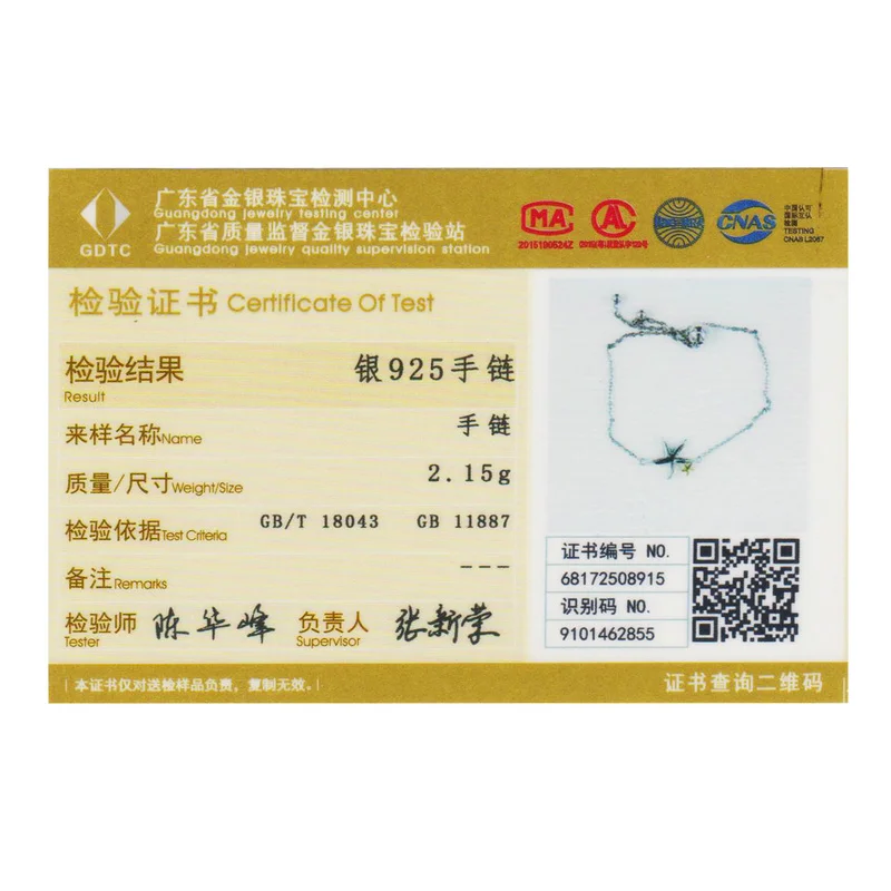 WOSTU Новый трендовый настоящий браслет из серебра 925 пробы с цепочкой в виде