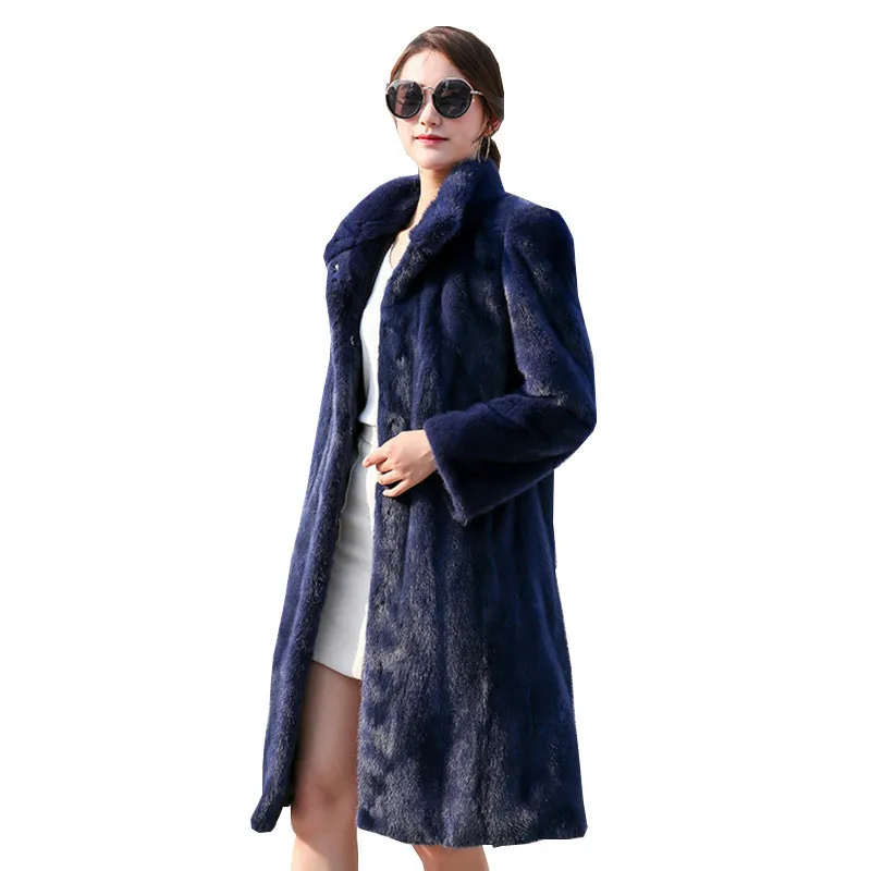 

Autumn Winter Fur Coat Women Faux Mink fur Coats Fashion Stand collar Long Outerwear Female Plus size S-6XL Thicken Fur Jacket