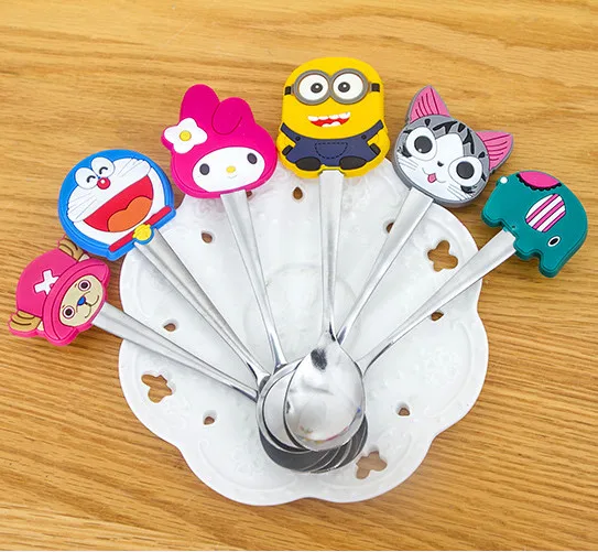 Гадкий я кавайные силиконовые герои мультфильмов Нержавеющая сталь ложка