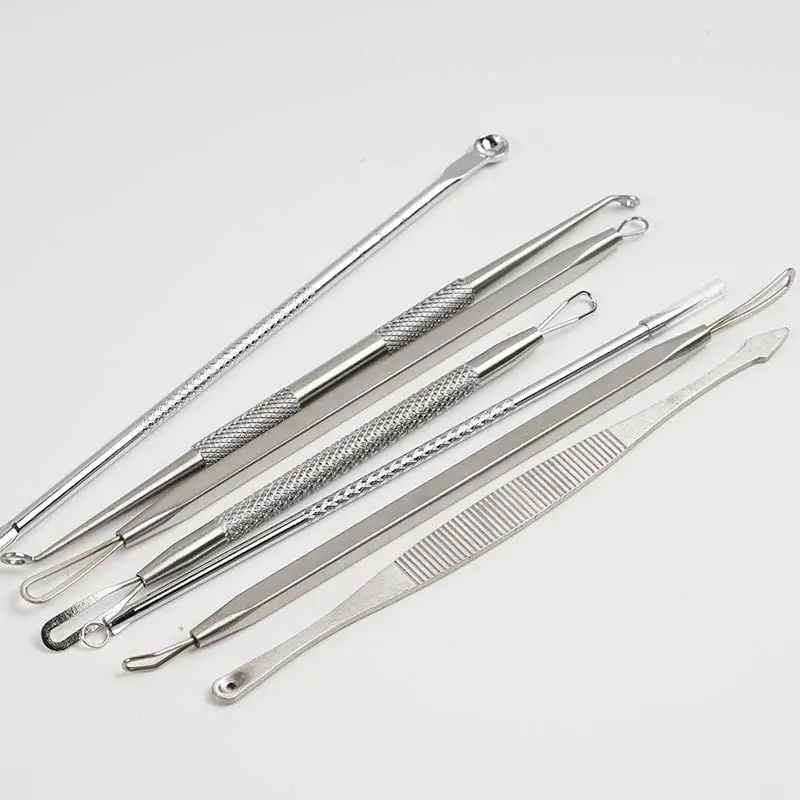 8 pcs High Quality Blackhead Removal Comedone Extractor Pimple Stainless Steel Acne Needles Set Tool Facial Clean | Красота и