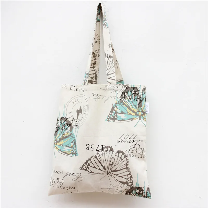 Yile ручная многоразовая сумка через плечо из хлопка и льна для покупок с большой