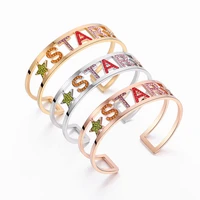 women stainless steel bangles letter star letter gold rose steel colorful crystal bracelets bangles fashion jewelry gift 2019