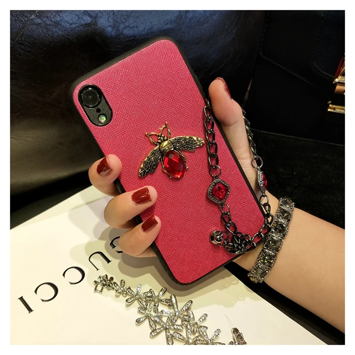 Luxury Fashion brand Diamond Bee Glitte with Bracelet case for iphone 6 S 7 8 plus X XR XS Max 7plus 8plus cute back cover capa |