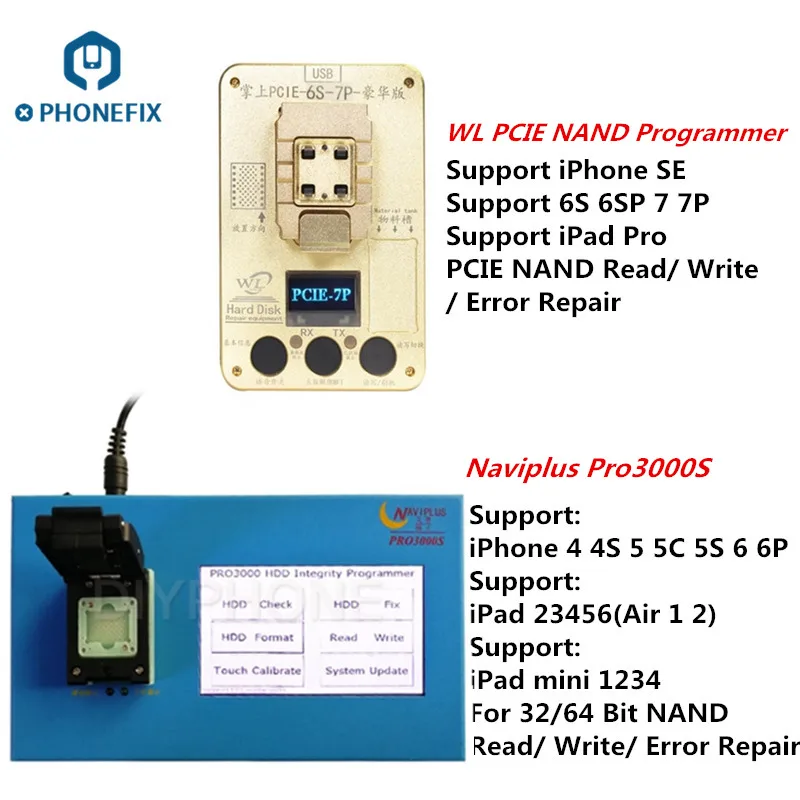 PHONEFIX Naviplus Pro3000S WL PCIE NAND Программист для iPhone 4S 5 6 6 P SE 6 S 6SP 7 7 P все iPad HDD SN инструмент для чтения