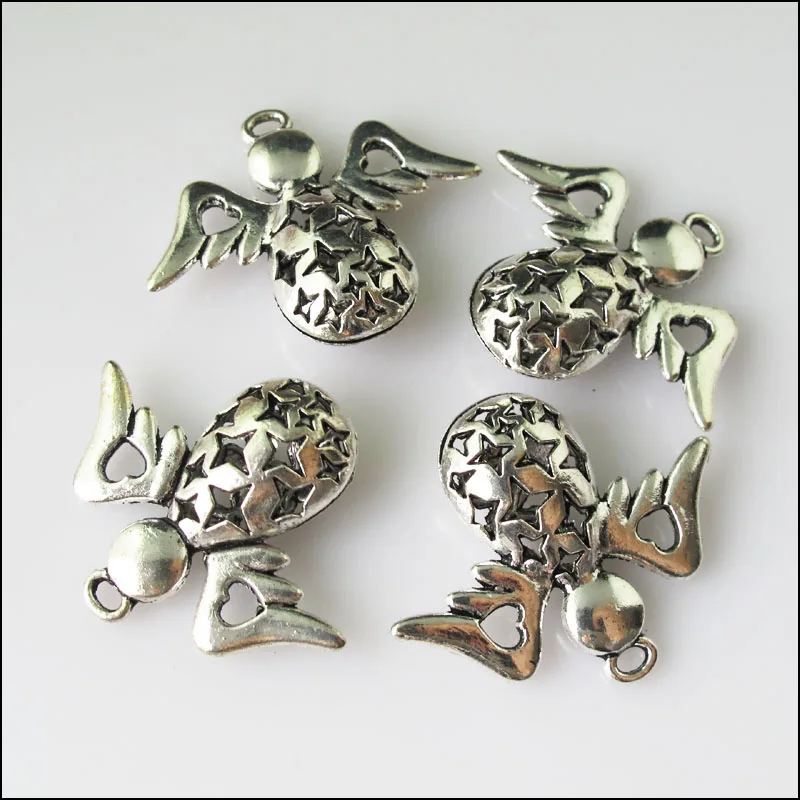 Новинка 5 шт. Тибетский серебристый цвет ангел со звездами с крыльями Подвески в