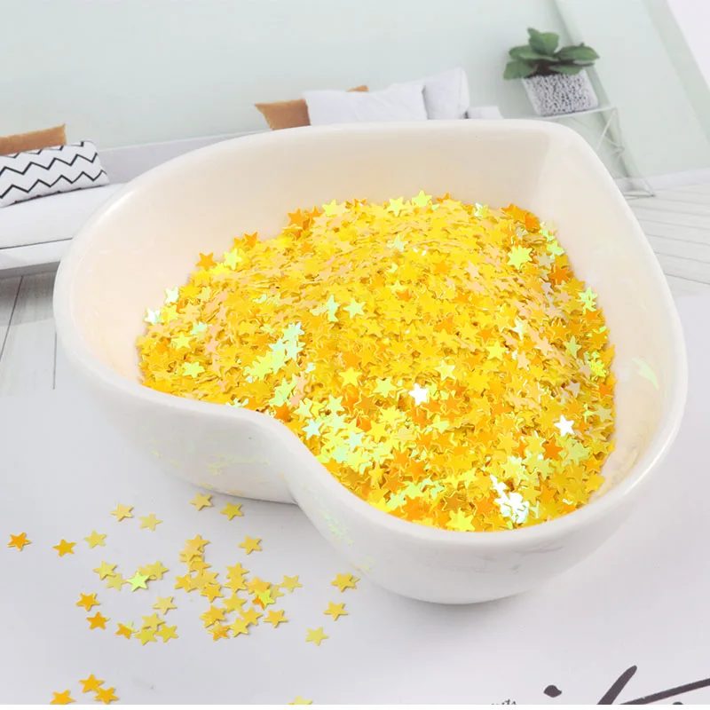 AB Yellow Ультратонкий 3 мм звезда форма, Сыпучие блёстки ногтей искусство блестки мини пайетками Экологичные блестка из ПЭТ декоративный Маникюр Материал - Цвет: AB Yellow