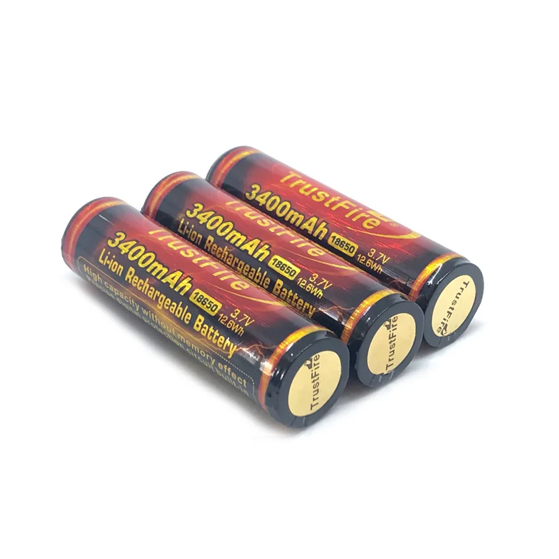 2pcs/lot TrustFire Protected 18650 3.7V 3400mAh Lithium Battery Rechargeable Batteries with PCB For LED Flashlights Headlamps |