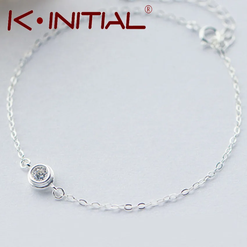 Kinitial 1 шт. браслет с подвесками 925 Серебряный Кристалл Круглый CZ застежка 2016 новые