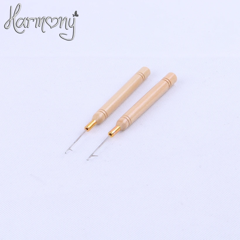 Free shipping! HARMONY Stock Wooden Handle Pulling Needle/Micro Rings/Loop Needle Hair Extensions Tools  170pcs/lot