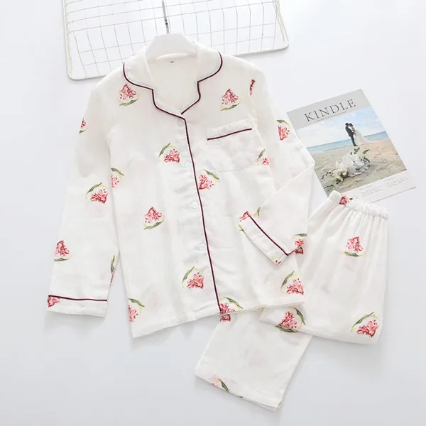 Fdfklak Пижама для сна женская ночная рубашка хлопковая новая весенняя Осенняя