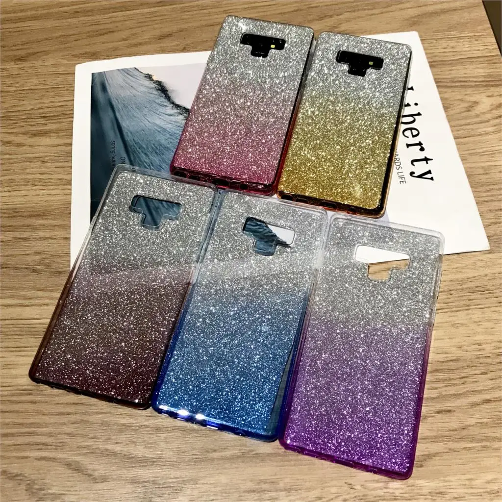 Блеск 2 в 1 силиконовая цветах радуги Не доставая его из чехла для samsung Galaxy Note 9 8 S8