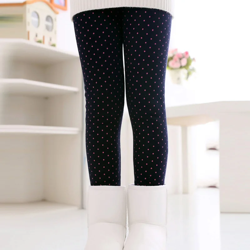Navy Blue Autumn Winter New Girls Leggings Cotton Velvet Warm Candy Color Girl Casual Pants 4-11 Year Children Pants - Цвет: Navy Blue