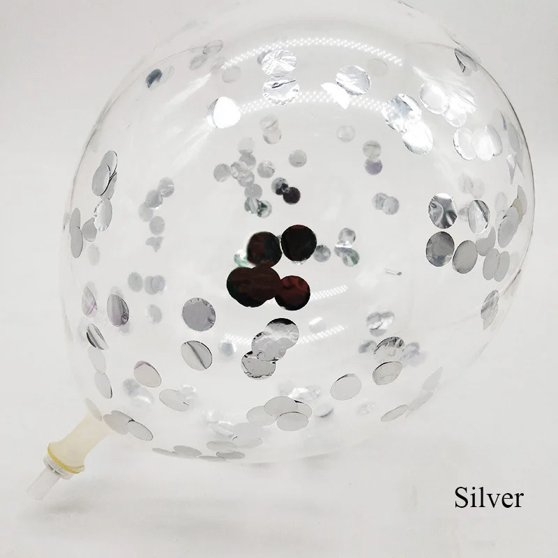 Silver 5 шт./лот золотые латексные шары 12 дюймов прозрачные воздушные шары с конфетти цвета розовое золото для свадьбы День рождения декоративные принадлежности - Цвет: Silver