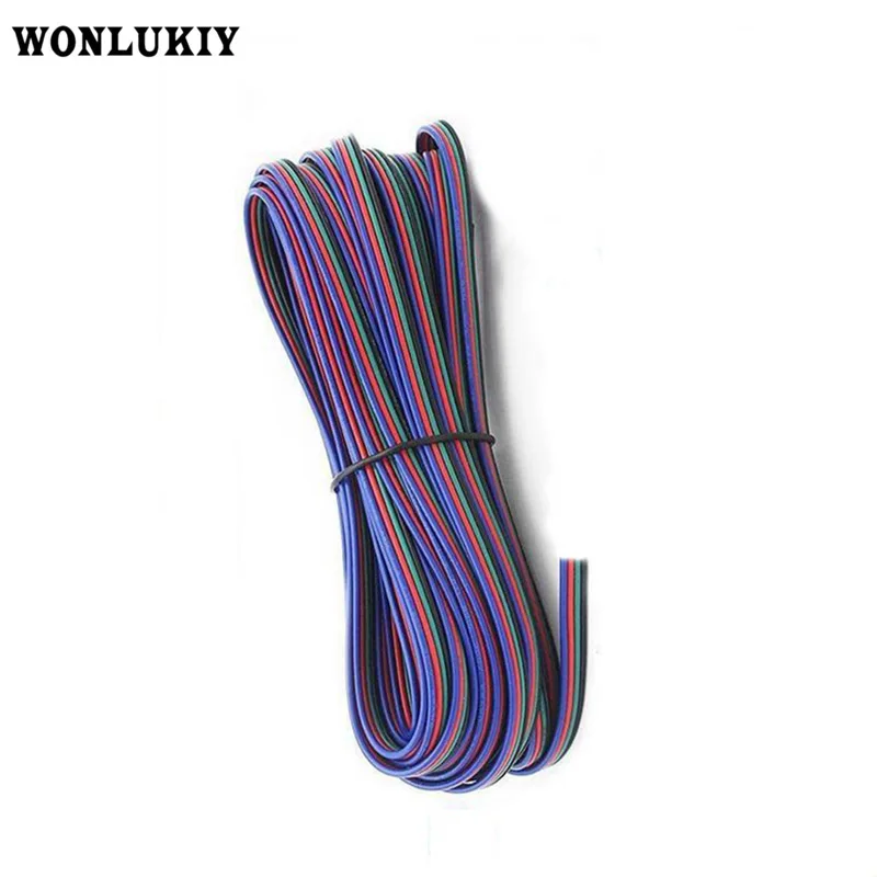 WONLUKIY 100 м/лот 4 контактный/5 контактный RGB/кабель RGBW провод для 5050 2801 светодиодной RGB