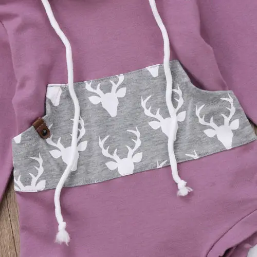 

Newborn Baby Boy Girl Deer Romper Hooded Tops Pants 2Pcs Outfits Set Clothes