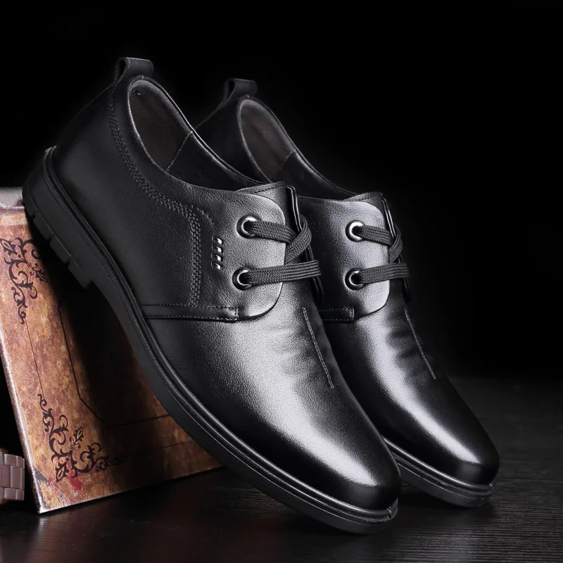 Мужские кроссовки из воловьей кожи с круглым ремешком на мягкой резиновой