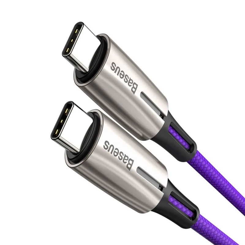 Кабель usb type-C Baseus для быстрой зарядки, кабель type-C с индикатором, светильник PD 2,0, зарядный кабель для вспышки type-C - Цвет: Фиолетовый