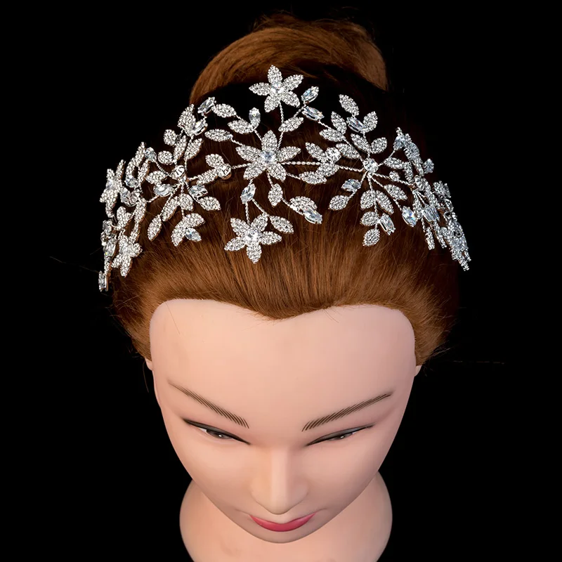 

Tiara Wedding Hair Accessories Tisras And Crown Luxury Crystal Female Hair Clip Headband Sliver BC4516 Tocado Novia Bijoux