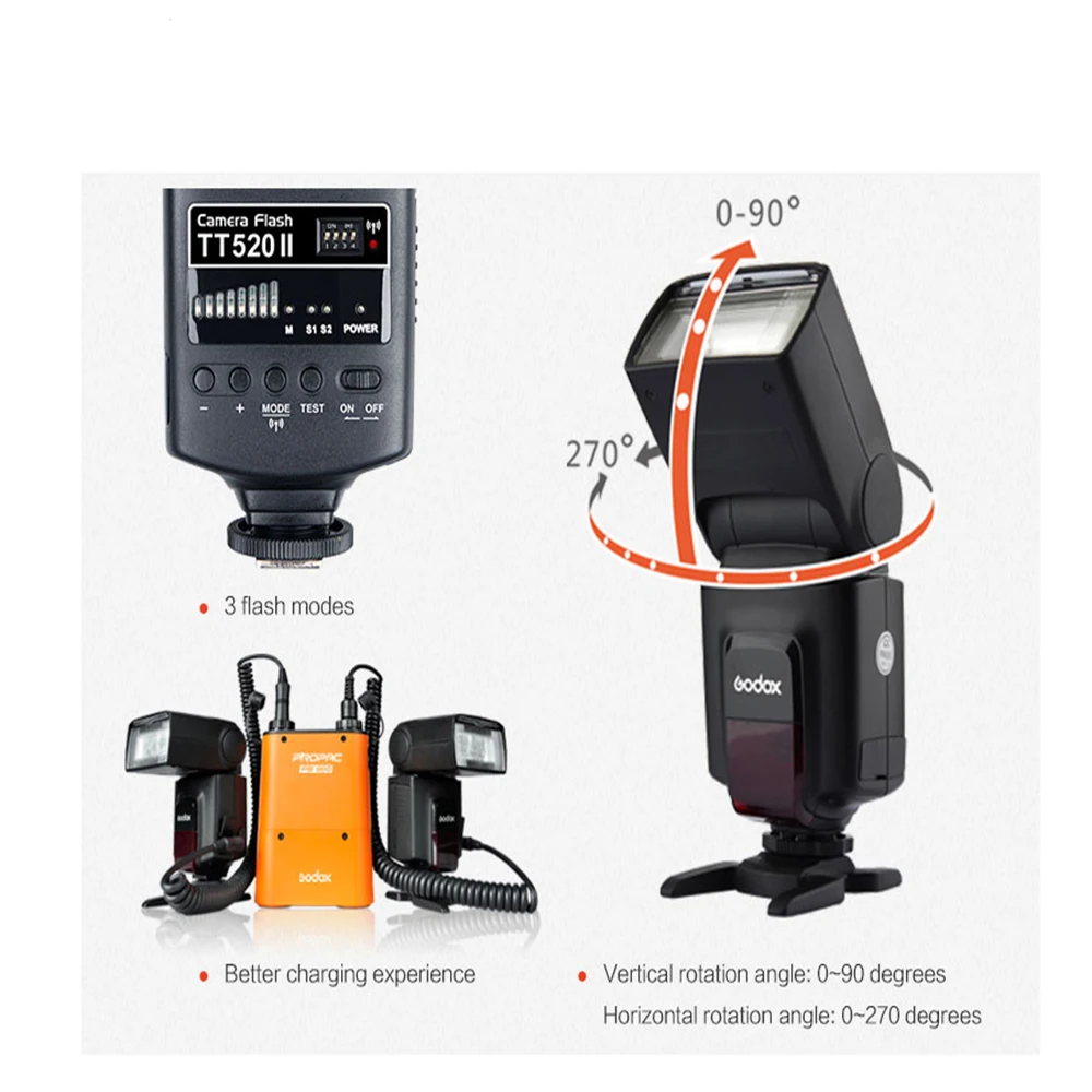 Godox TT520 II Flash TT520II встроенный 433 МГц беспроводной сигнал+ цветной фильтр Стандартный передатчик RT для Canon Nikon DSLR камер