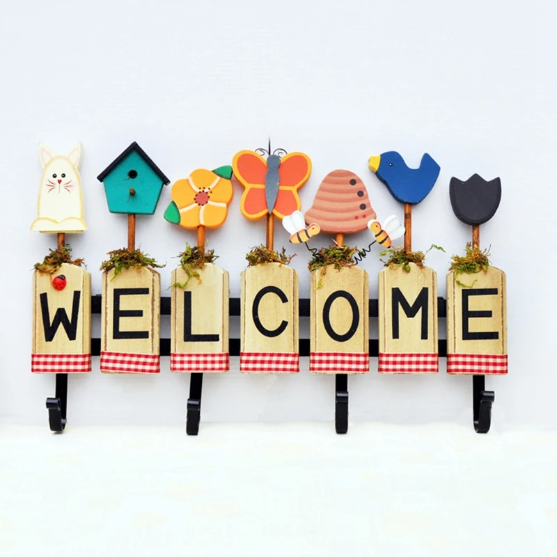 Creative Home Decor Flower Hooks For hanging Welcome Wall Decoration Painted gancho de parede Pastoral Style Coat Hanger | Дом и сад