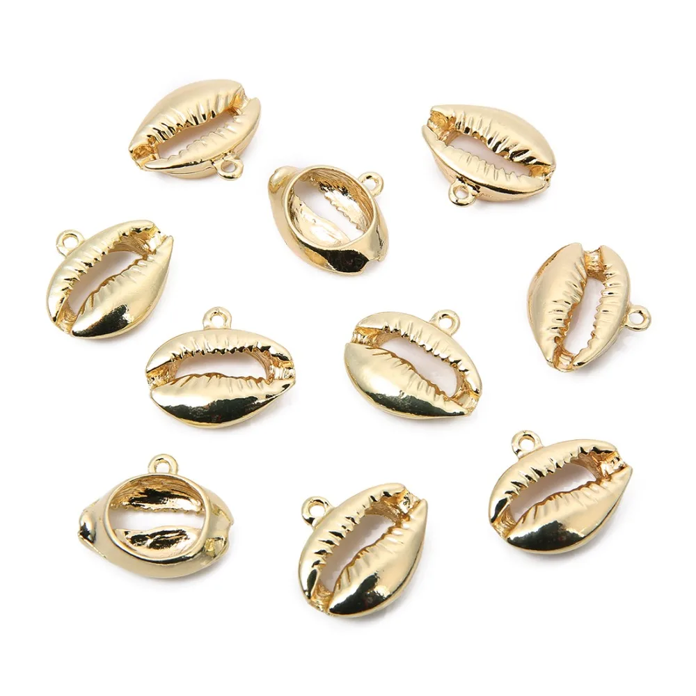 10 шт./лот маленькие подвески в форме ракушки золотого цвета для самостоятельного