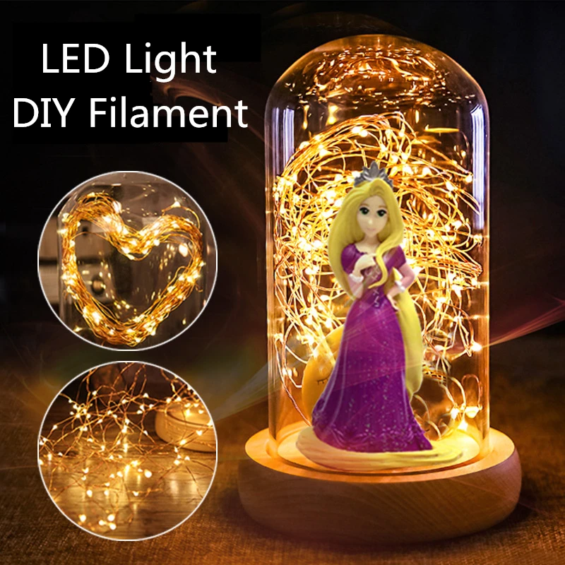 Красавица и Чудовище красная роза в стеклянном куполе на деревянной основе милые