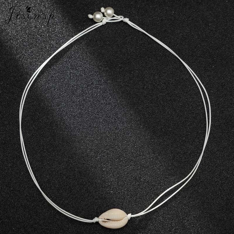 Jisensp Summer Style Shells Charm Necklace Handmade Seashell Chokers Necklaces Fashion Jewelry for Women Girls Party Gift |