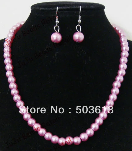 1 комплект ювелирных изделий ручной работы светло розовый стеклянный жемчужный