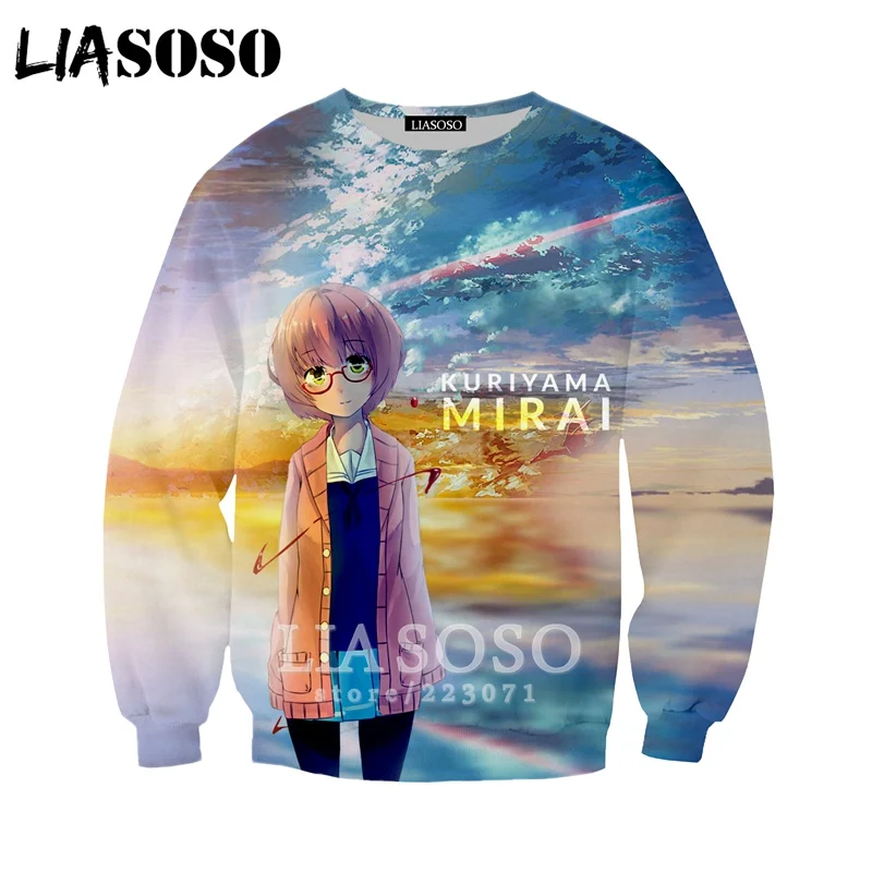 LIASOSO новинка 2019 мужские и женские модные толстовки с 3D принтом аниме Свитшот