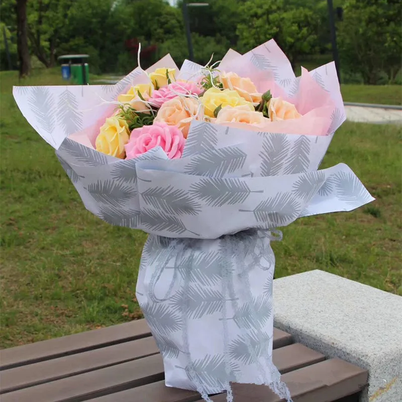 Новая крафт бумага тропические растения цветы букет оберточная день Святого