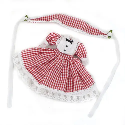 Blyth doll ледяное платье красная клетчатая юбка кружева и головной убор и цветок - Цвет: red dress