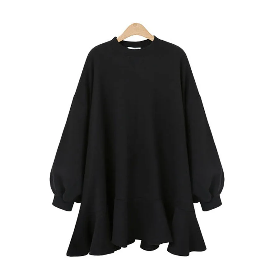 2019 Oversized Hoodies Sweatshirt Women Solid O-neck Dress Casual Long Sleeve Hoodie Pullover | Женская одежда