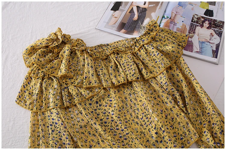 Почтовая летняя новая цветная шифоновая рубашка с длинным рукавом и открытыми