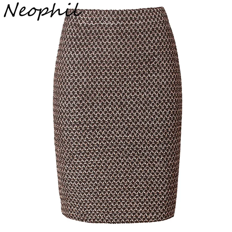 

Neophil 2022 Spring Luxury Vintage Metal Ladies Bandage Sexy Office Pencil Mini Skirts Women Slim Party Club Short Saia S0324