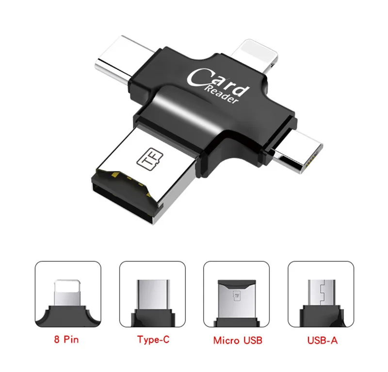 4 в 1 Type-c/Android/Micro USB/USB 2 0 Устройство чтения карт памяти Micro SD карты читателя для Android