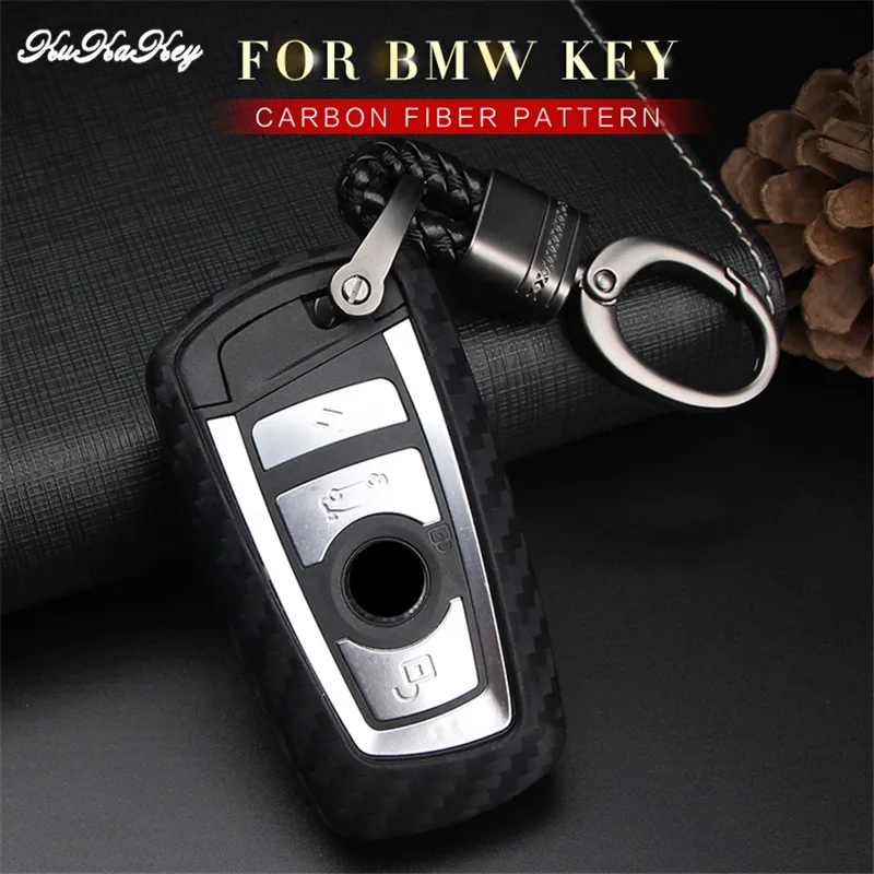 Чехол для автомобильного ключа KUKAKEY BMW 3 5 X1 X3 X4 X6 F30 F31 F34 F10 550i GT 535i 528i карбоновый