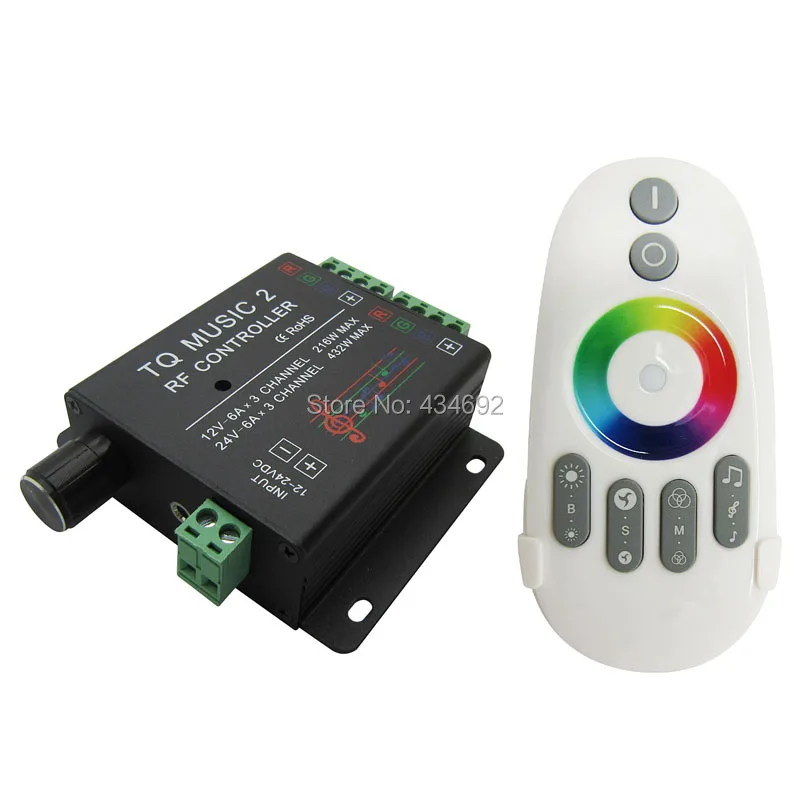 LED RGB Музыка 2 контроллер канала с пультом дистанционного управления DC12-24V Max 18A TQ RF |