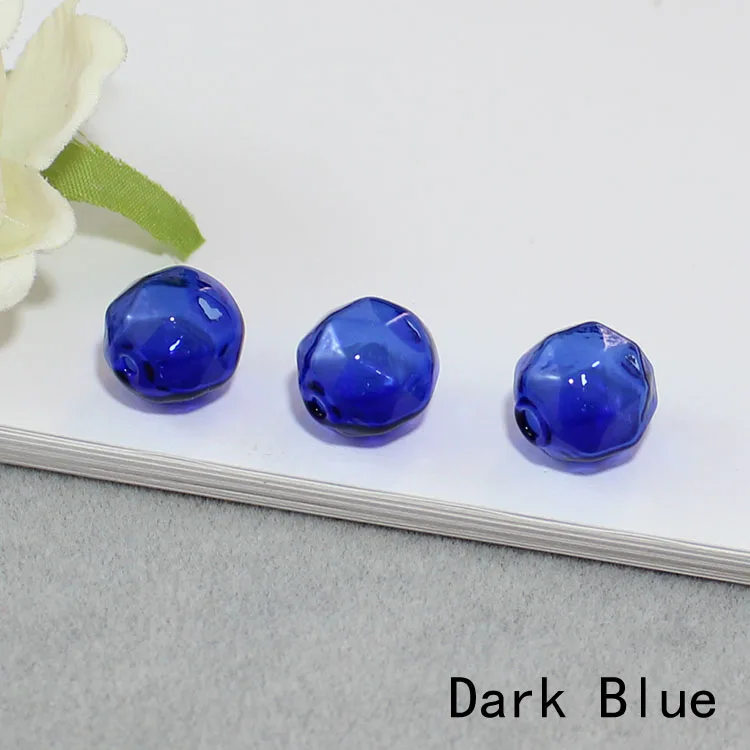 Dark Blue 2 шт. 14 мм Мини Красочный многоугольник стеклянный шар бутылка с двойным отверстием Подвеска Серьги болтаются для художественных ремесел ювелирных изделий - Окраска металла: Dark Blue