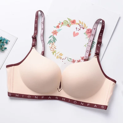 Skin Deruilady, модный бюстгальтер, бесшовный, без косточек, пуш-ап, с буквенным принтом, нижнее белье для женщин, дышащее, мягкое, сексуальное нижнее белье, одноцветные женские бюстгальтеры - Цвет: Skin