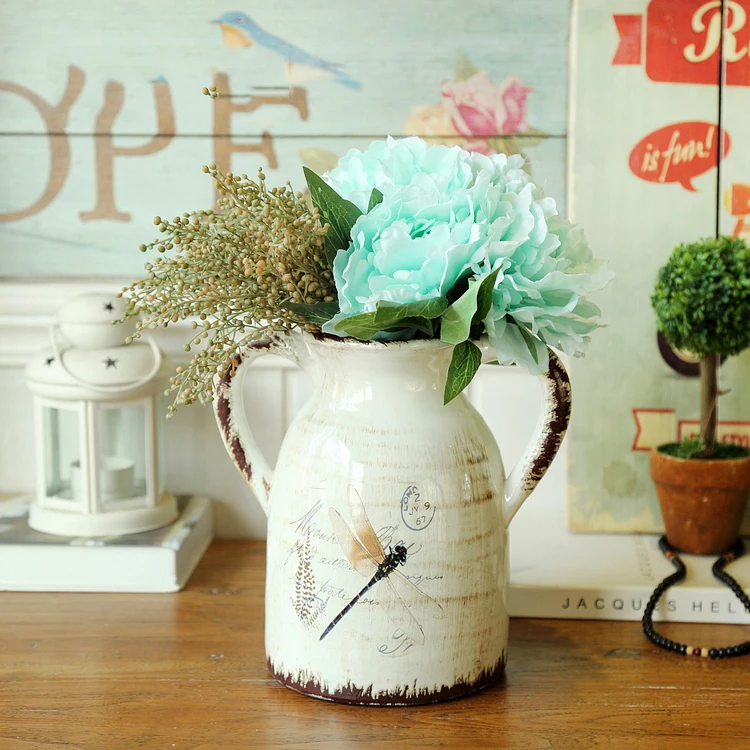 Европейский пастырской Стрекоза Бабочка узор старинное ремесло керамическая