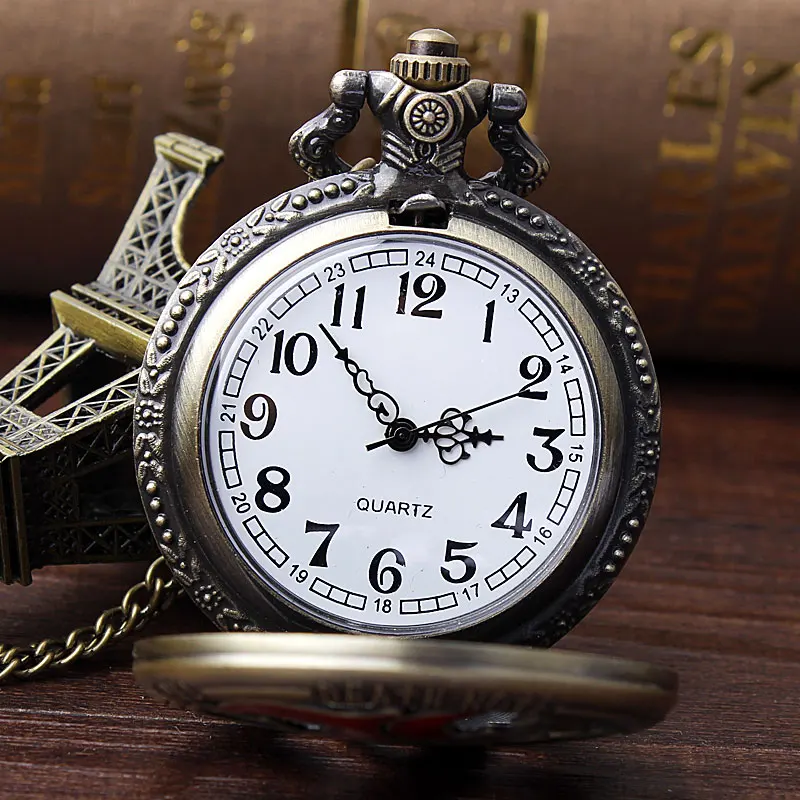 Часы наручные кварцевые с подвеской Death Note крутые бронзовые карманные прорезями