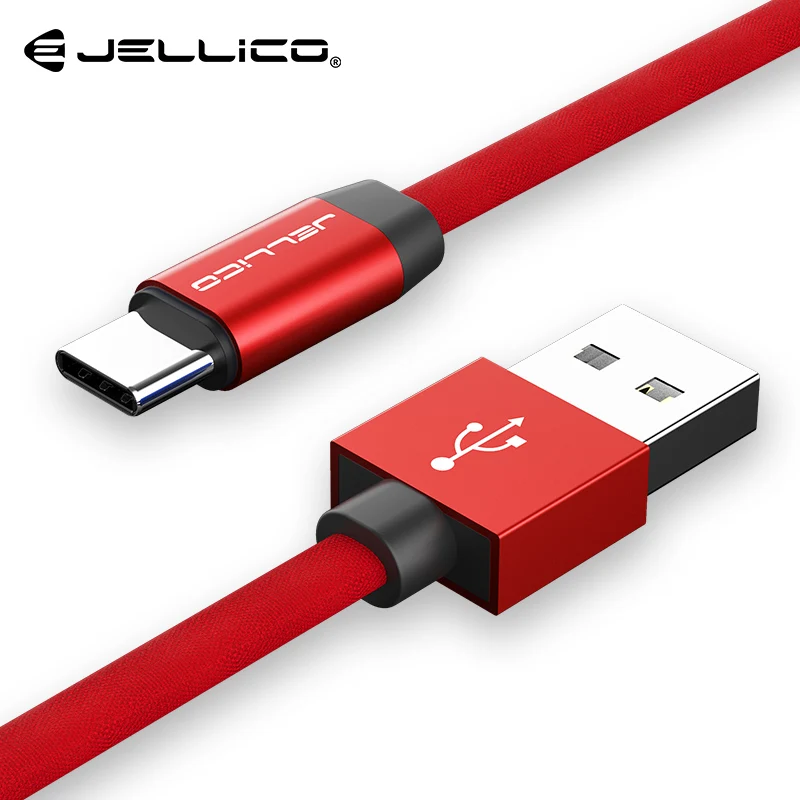 Jellico USB C кабель type C кабель для samsung Galaxy S9 S8 Note 8 usb type-C зарядный кабель для Xiaomi Mi5 Mi6 мобильный телефон USB-C - Цвет: Red