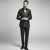 vintage black men suits set wedding tuxedo for groom wear 2 piece suit man costume homme slim fit terno masculino prom party